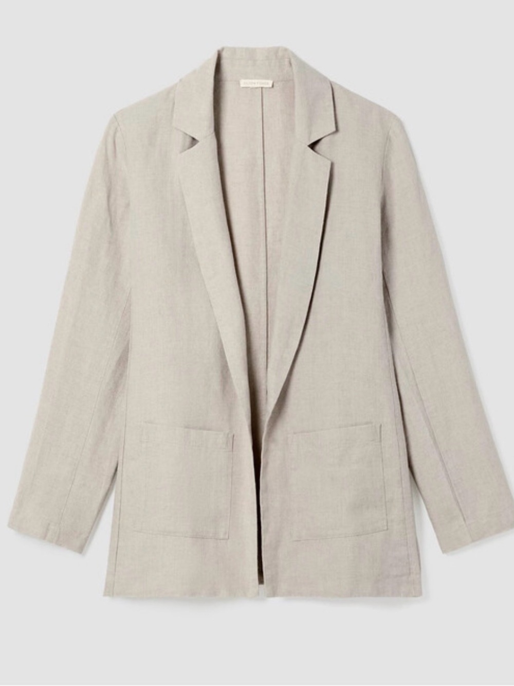 Eileen Fisher Organic Linen Long Blazer Jacket - Color Flax - Size Large - Picture 3 of 14